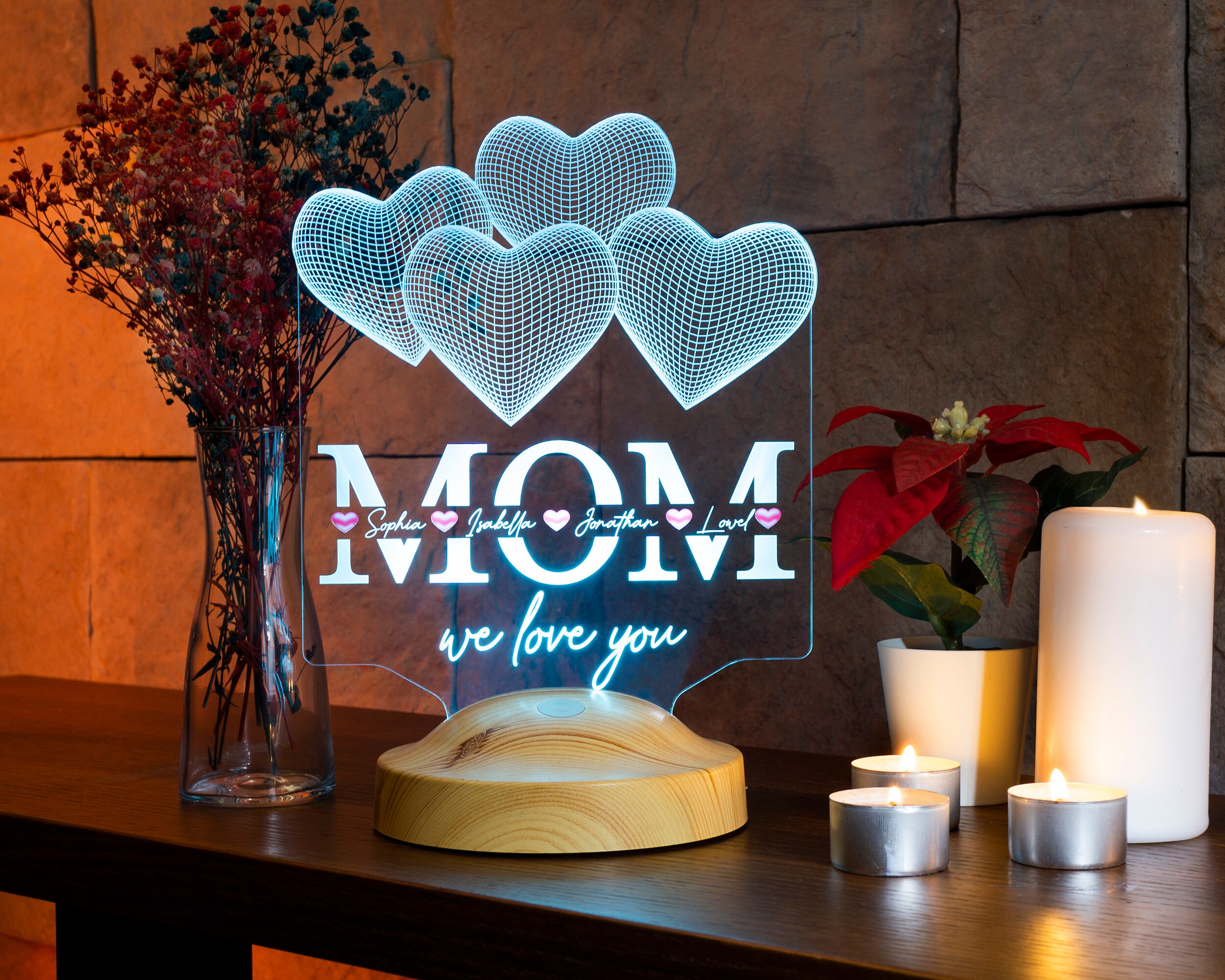 Shenjia 3D LED lampe, Cadeau Maman, Cadeau Anniversaire Maman, Veilleuse en  Acrylique Cadeau pour Maman, Personnalisé Cadeau de Fête des Mères, Cadeau  Noël Maman : : Beauté et Parfum