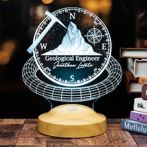 Geologist Gift Personalized 3D Lamp, Gift for Geological Engineer, Geophysicist Gift, Customized Gifts for Geographer, Geology Gifts
