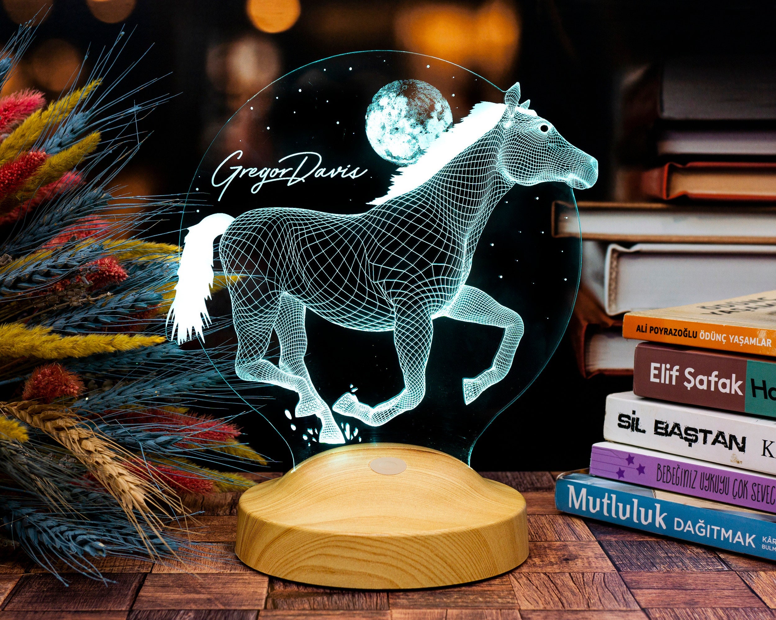 Horse 3D LED Lamp, Gift for Horse Lovers, Horse Art, Horseman Gifts, Table Lamp, Colorful Shining Night Light, Home and Office Decor