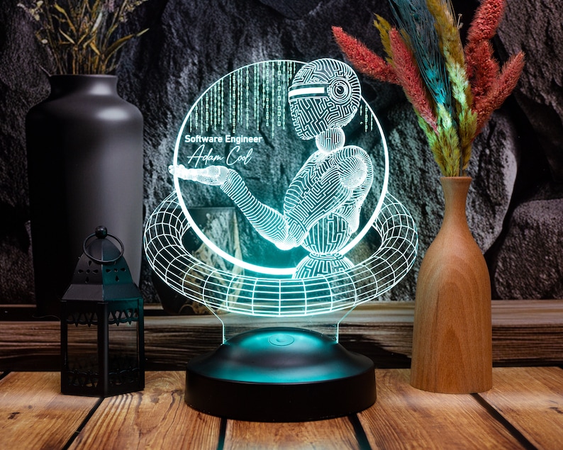 Software Engineer 3D Led Lamp, Artificial Intelligence, Programmer Gift, Gift For Coder, Custom Software Developer Gift, Techie Gift image 6