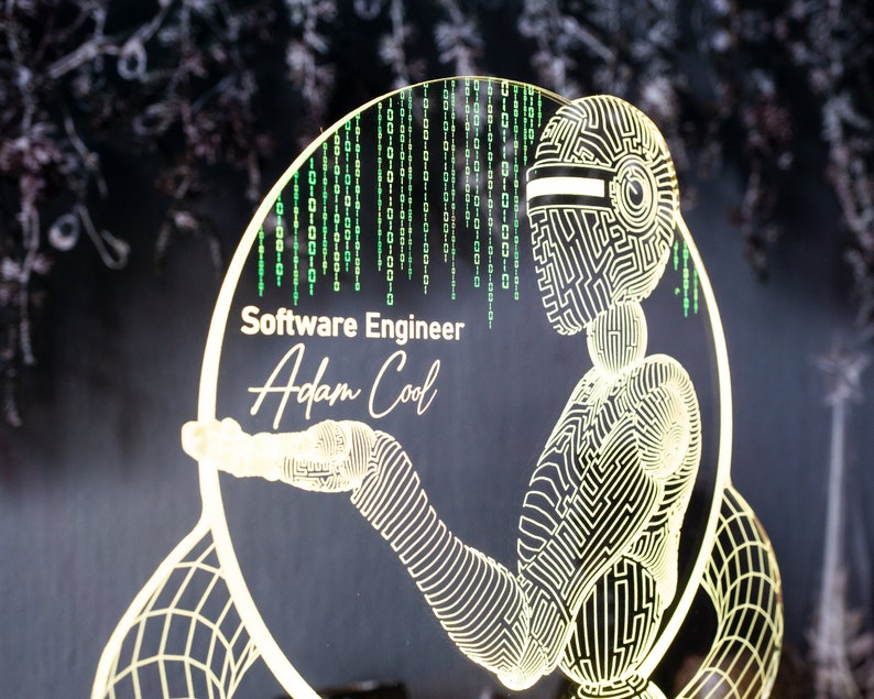 Software Engineer 3D Led Lamp, Artificial Intelligence, Programmer Gift, Gift For Coder, Custom Software Developer Gift, Techie Gift image 8