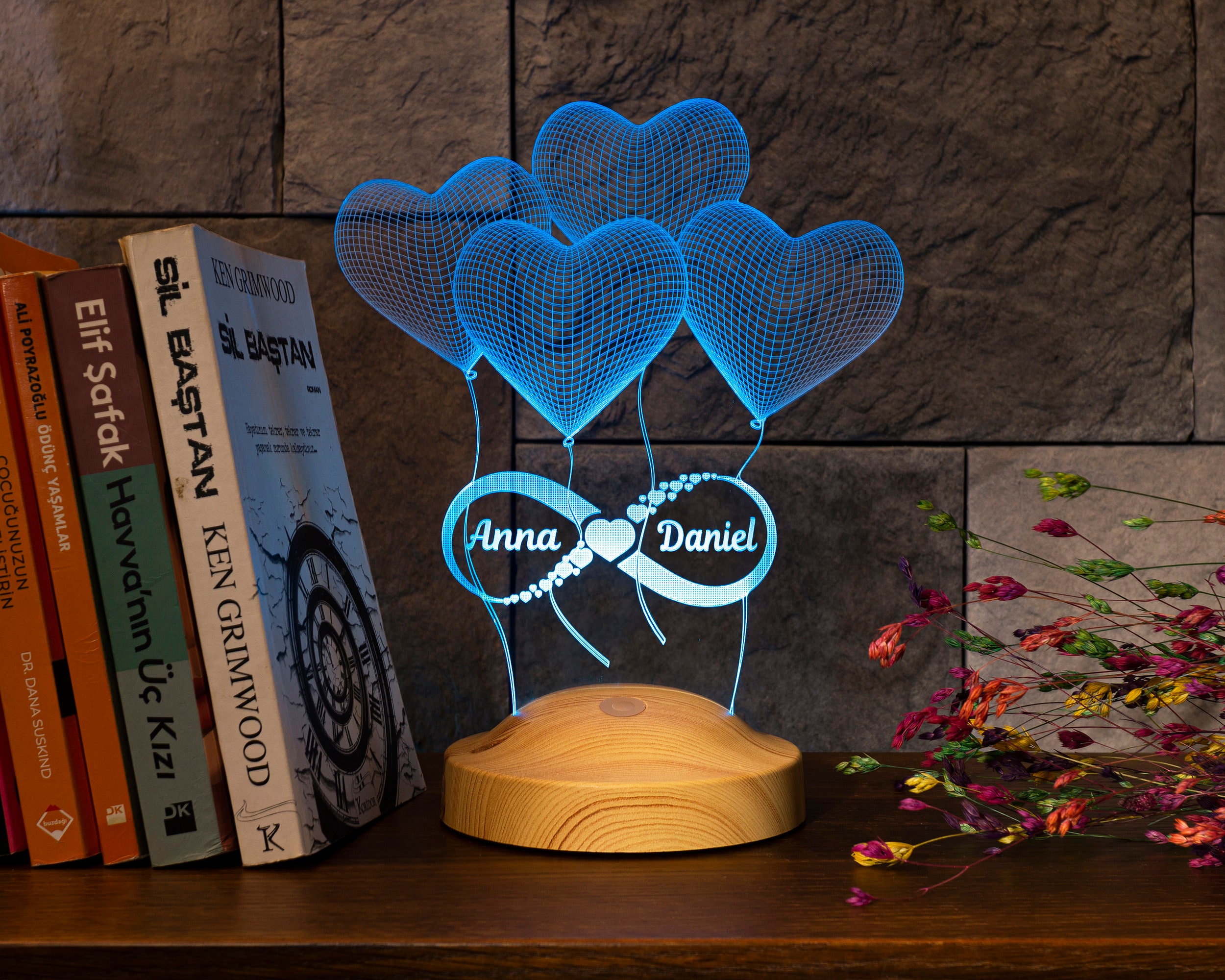 Personalized 3D Illusion LED Lamp, Anniversary Gift for Him or Her, Infinity Symbol Custom Night Light,Romantic Home Decor,Lamp for Bedroom