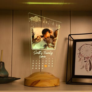 Personalized Photo Calendar Night Light, Newborn Gift