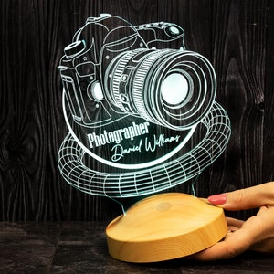 Photo Camera Acrylic Led Lamp as Photographer Gift, 3D Illusion Lamp Light for Photography Lovers & Artists, Perfect for Photography Studio image 4
