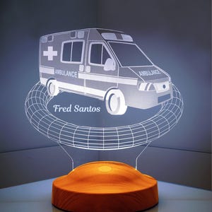 Personalisierte Krankenwagen-LED-Lampe, benutzerdefinierte Sanitätergeschenk, Abschluss-Med-Geschenk, Notfalldienste Nachtlicht, EMT EMS Techniker-Geschenk