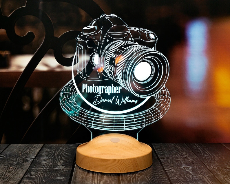 Photo Camera Acrylic Led Lamp as Photographer Gift, 3D Illusion Lamp Light for Photography Lovers & Artists, Perfect for Photography Studio image 1