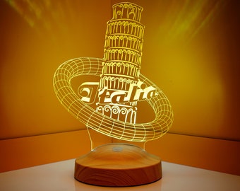 Pisa Tower 3D LED Lamp - Unique Italy Gift, Night Light for Travel Lovers, Gift for Lovers of Italy, Gift for Travel Lovers, Home Decor