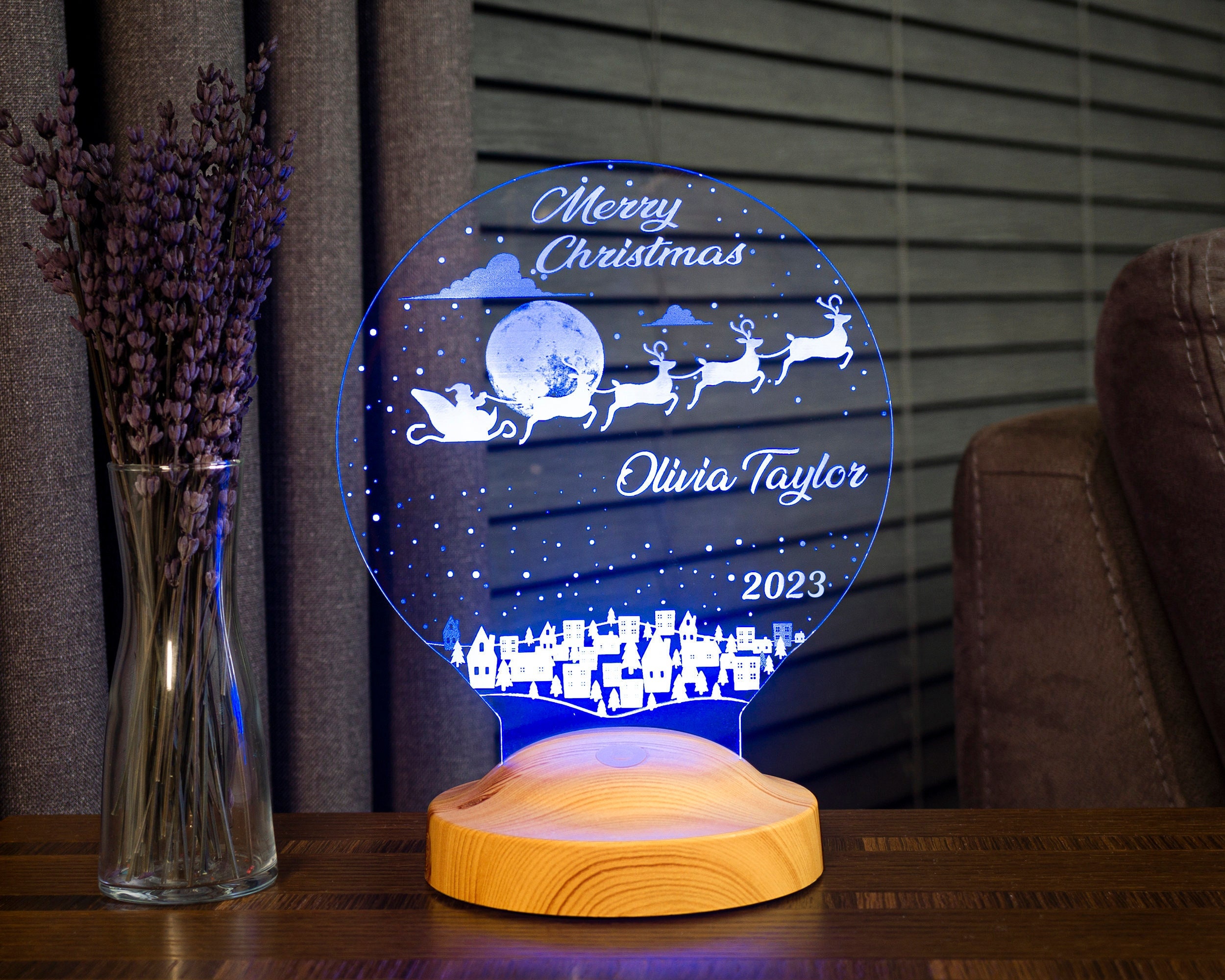 Christmas Gift Reindeer Led Lamp Nightlight With Name Custom