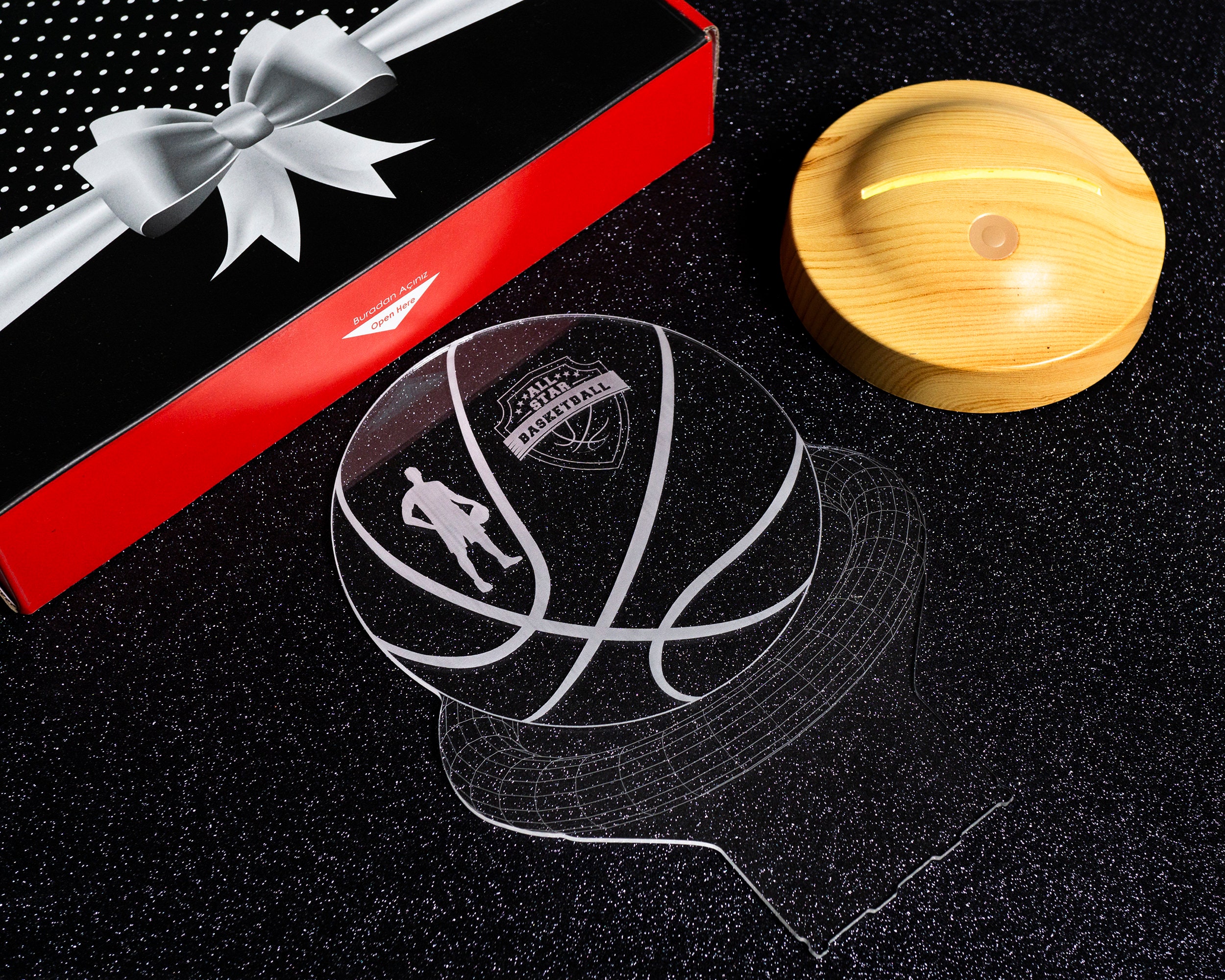 Basketball Personalized 3D Lamp, Custom Basketball with Name, Personalized Night Light, Desk Lamp for Basketball Player, Basketball Trophy