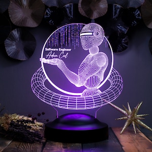Software Engineer 3D Led Lamp, Artificial Intelligence, Programmer Gift, Gift For Coder, Custom Software Developer Gift, Techie Gift image 4