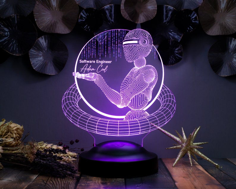 Software Engineer 3D Led Lamp, Artificial Intelligence, Programmer Gift, Gift For Coder, Custom Software Developer Gift, Techie Gift image 4