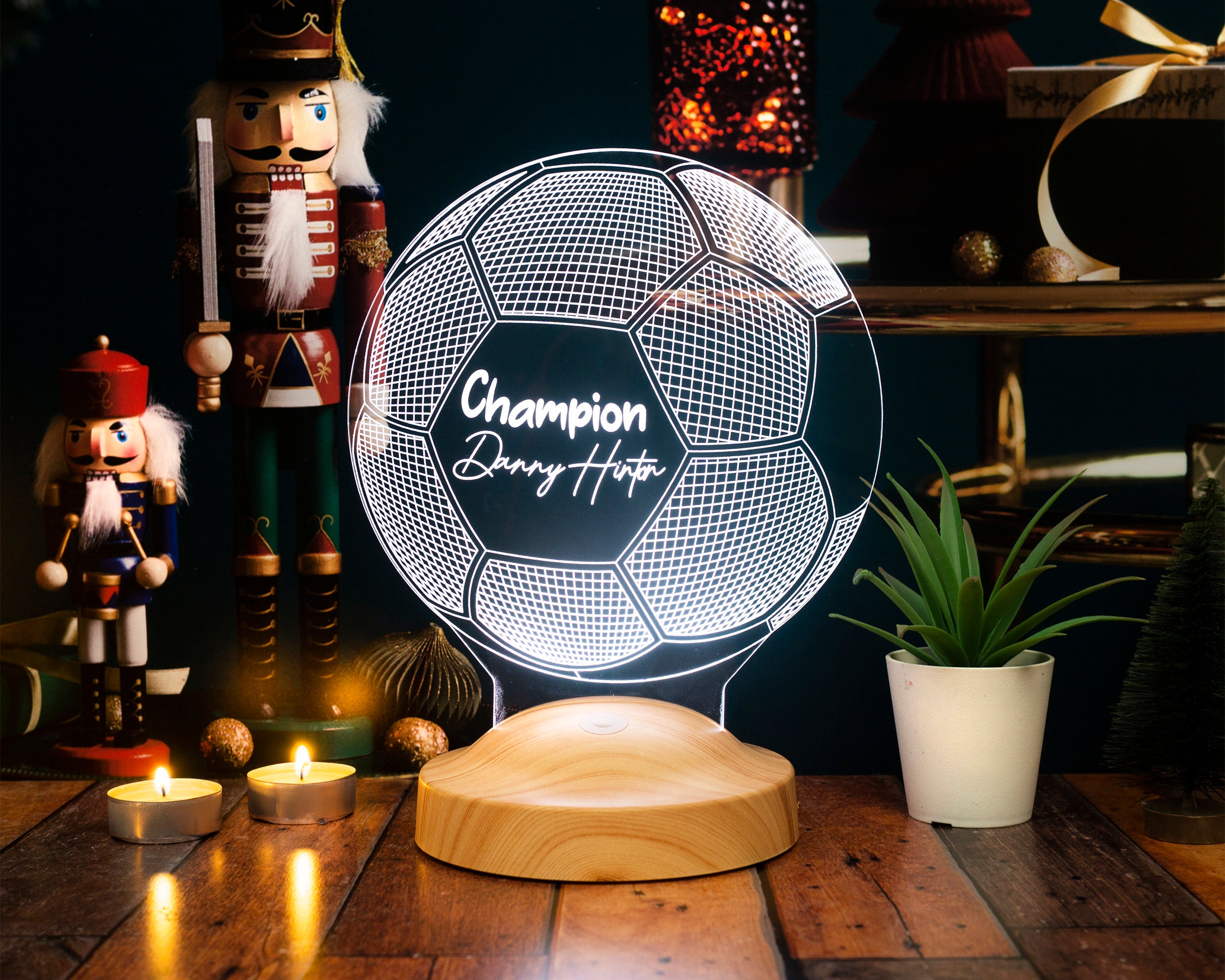 Personalized 3D Soccer LED Lamp, Football Gift, Customizable Soccer Fan Gift - Night Light with Name and Jersey Number - Unique Soccer Decor