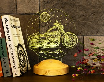 Motorcycle Lamp, Motorcycle Gift For Motorcycle Lovers, Personalized Nightlight, Customize 3D illusion Lamp, Colorful Night Light