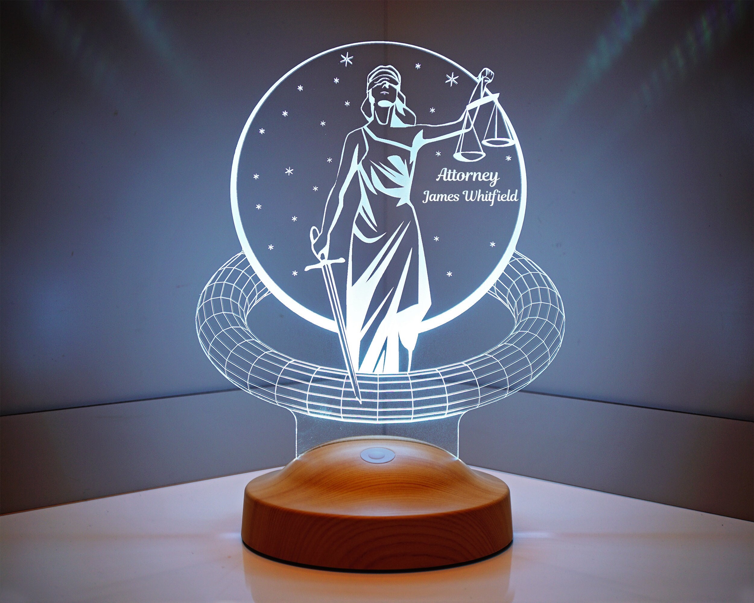 Justice Scales, Attorney Lamp, Lawyer Sign, Graduation Gifts, Gift For Prosecutor,  Custom Nightlight, Personalized, Custom Made, 3D Lamp