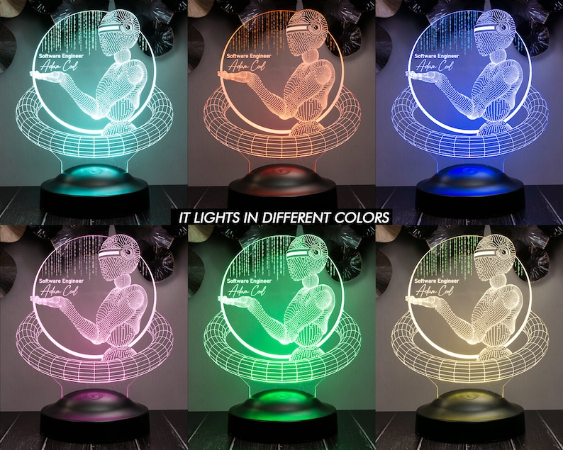 Software Engineer 3D Led Lamp, Artificial Intelligence, Programmer Gift, Gift For Coder, Custom Software Developer Gift, Techie Gift image 9