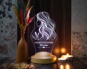 Personalized Hairdresser Gift, Custom Barber LED Lamp, Hair Stylist Gift, Hair Salon Decor, Barber Shop Decor, Beauty Salon Gift