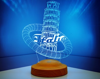 Pisa Turm 3D LED Lampe - Einzigartiges Italien Geschenk, Wohnkultur, Nachtlicht für Reiseliebhaber