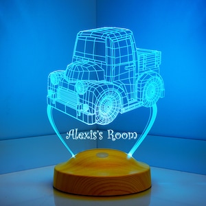 LKW Nachtlicht mit individuellem Namen, LKW Nachttischlampe, Kinderzimmer Dekor, Geschenk für Kinder, personalisiertes Geschenk, LKW Geschenk für Jungen, Geburtstagsgeschenk
