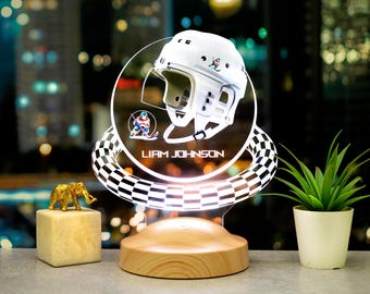 Personalized Hockey LED Night Light, Custom Ice Hockey Gift for Players & Fans, Unique Boy’s Room Decor, Hockey Lovers Gift, Team Gift