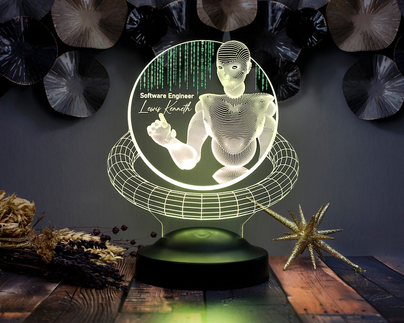 Software Engineer 3D Led Lamp, Artificial Intelligence, Programmer Gift, Gift For Coder, Custom Software Developer Gift, Techie Gift image 2