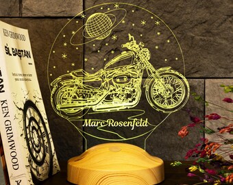 Motorcycle Lamp, Gift For Motorcycle Lovers, Personalized Night Light, Acrylic Night Light, Motorbike Led Lamp, Gift for Speed Lovers