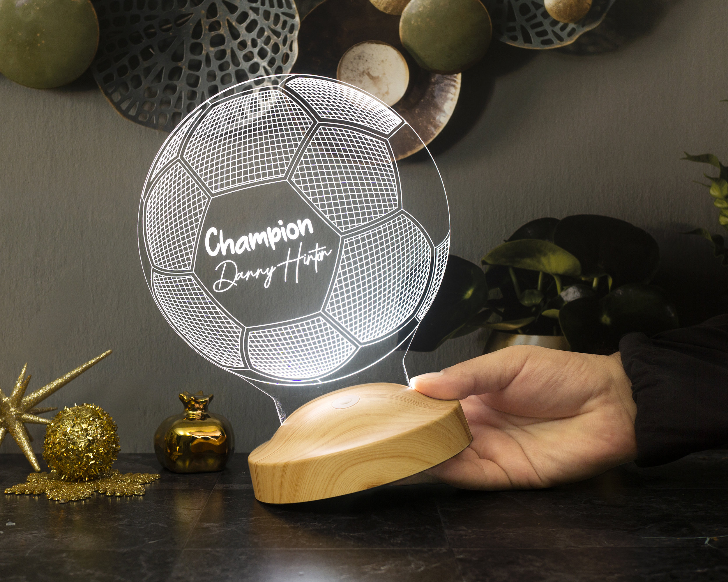 Personalized 3D Soccer LED Lamp, Football Gift, Customizable Soccer Fan Gift - Night Light with Name and Jersey Number - Unique Soccer Decor