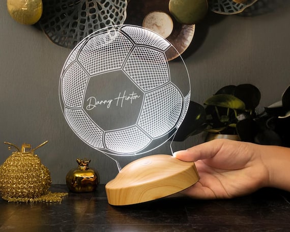 QGTHKLP Personalized Soccer Name Mirror Lamp Custom Name Acrylic Mirror Neon Sign Lighted Soccer Sign Gifts For Soccer Lover Christmas Birthday (Style 3