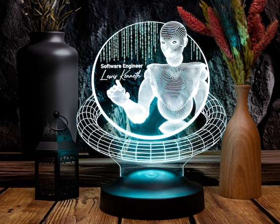 Software Engineer 3D Led Lamp, Artificial Intelligence, Programmer Gift, Gift For Coder, Custom Software Developer Gift, Techie Gift