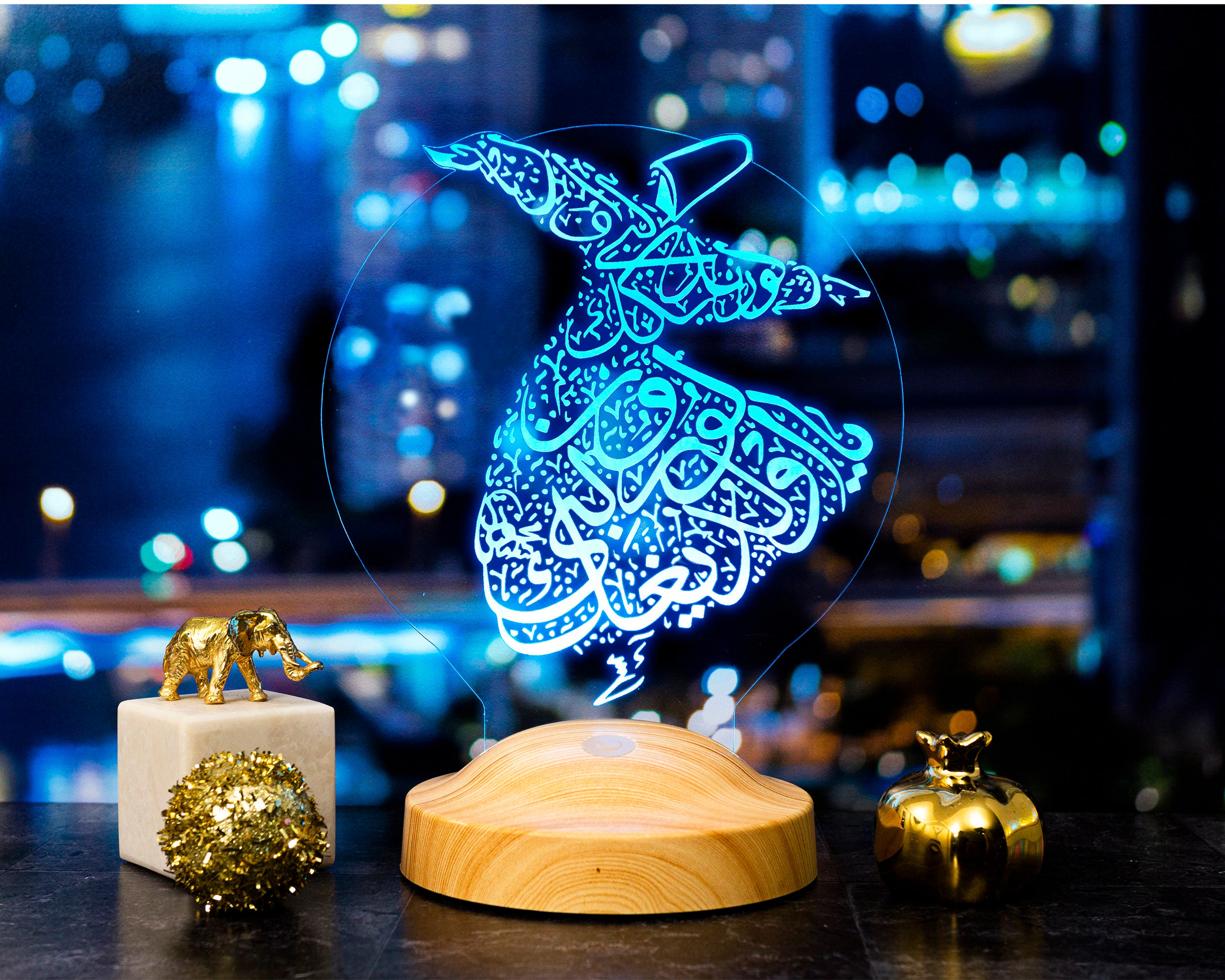 Lampe LED en bois pour Ramadan, décoration de fête musulmane, éclairage DIY  Eid Mubarak, décoration de salle