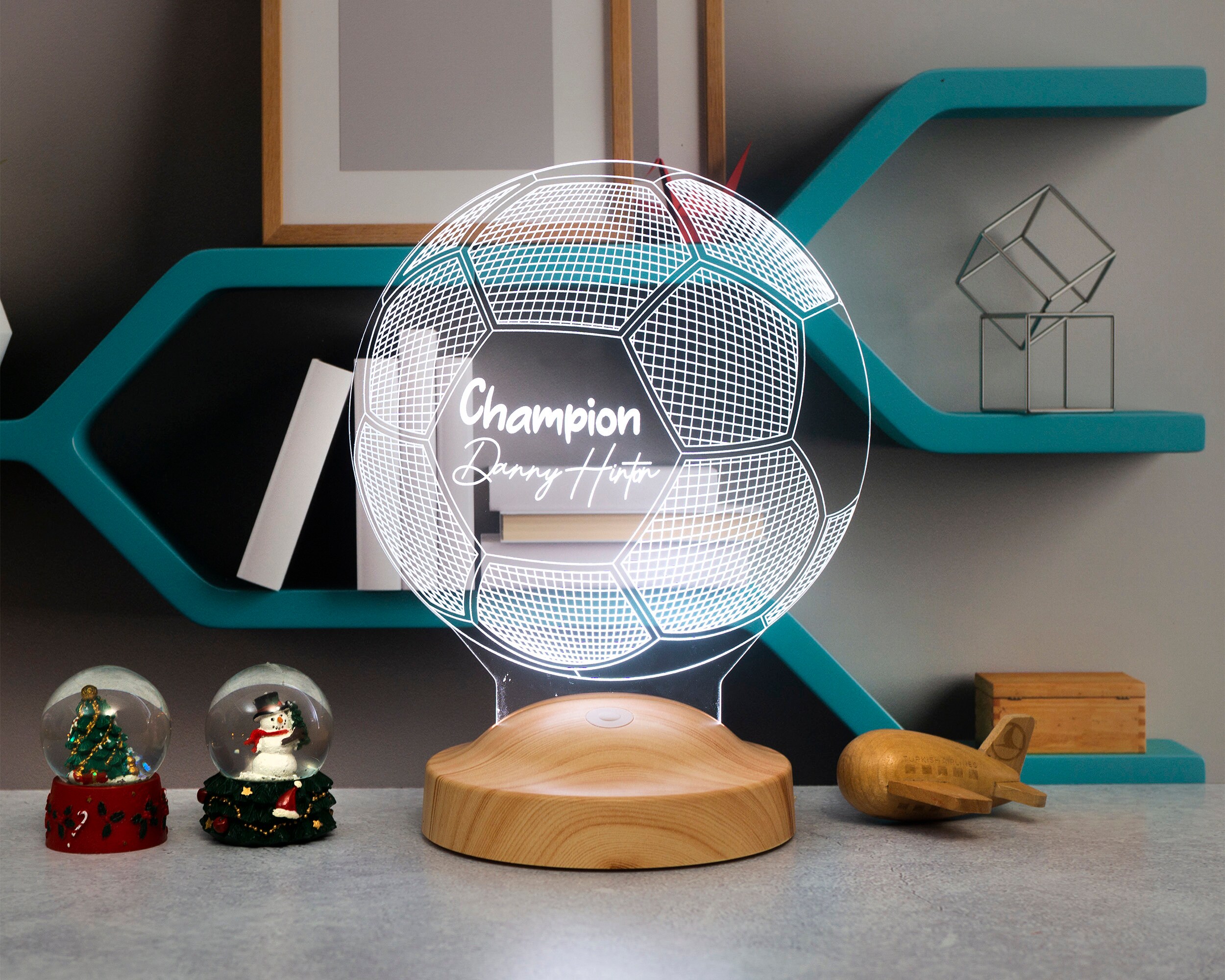 Personalized 3D Soccer LED Lamp, Football Gift, Customizable Soccer Fan Gift - Night Light with Name and Jersey Number - Unique Soccer Decor