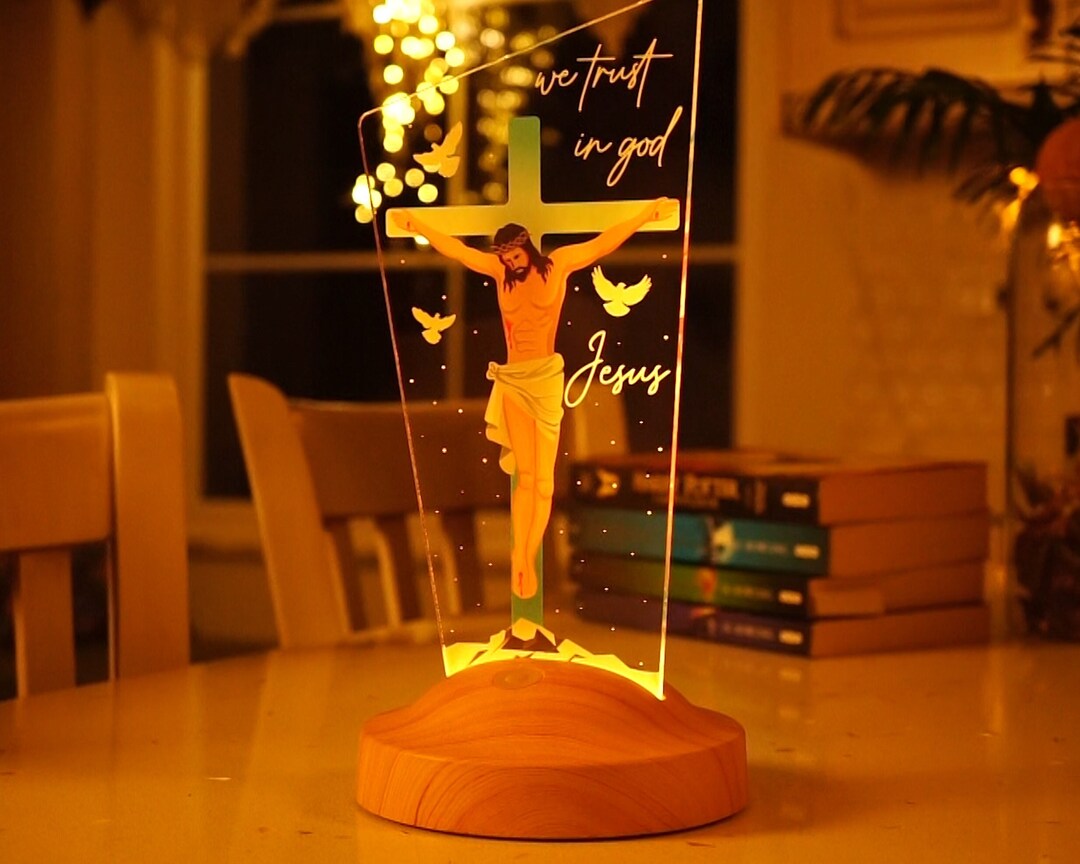 Buy Personalized Jesus Memorial LED Lamp Christian Gift Online in India 