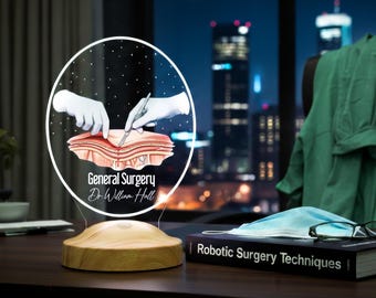 Personalized General Surgeon LED Lamp, Custom Name Surgery Gift, Operating Room Desk Decor, Medical Graduation Present for Surgeon
