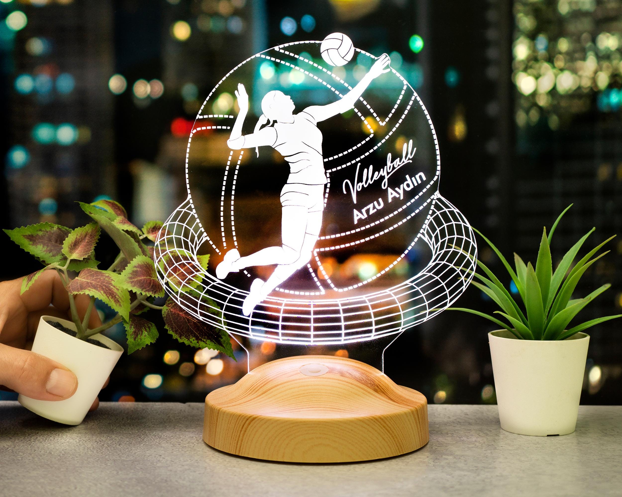 Volleyball Personalized 3D Lamp, Custom Volleyball with Name, Personalized Night Light, Desk Lamp for Volleyball Player, Volleyball Trophy