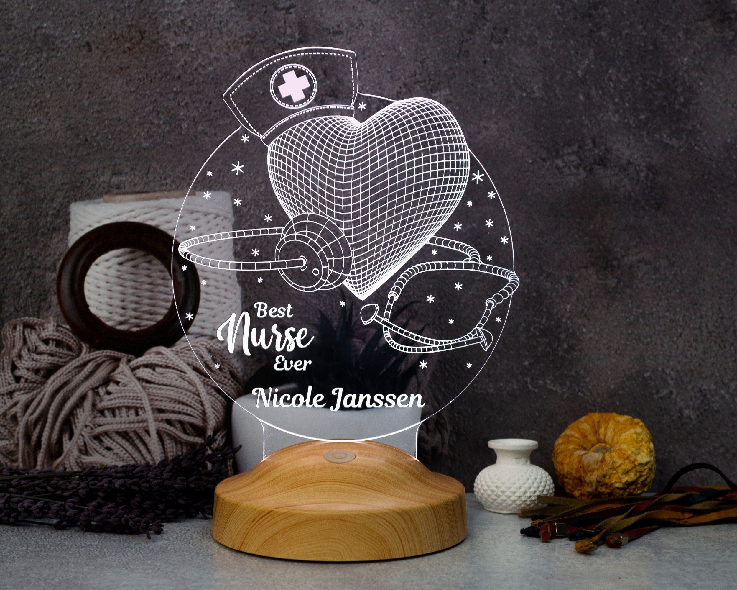 Unique Gift for Nurse, Best Nurse as a 3D Lamp, Thank You Gift for Nurse, Personalized Gift, Perfect for Clinic Office, Graduation Gifts