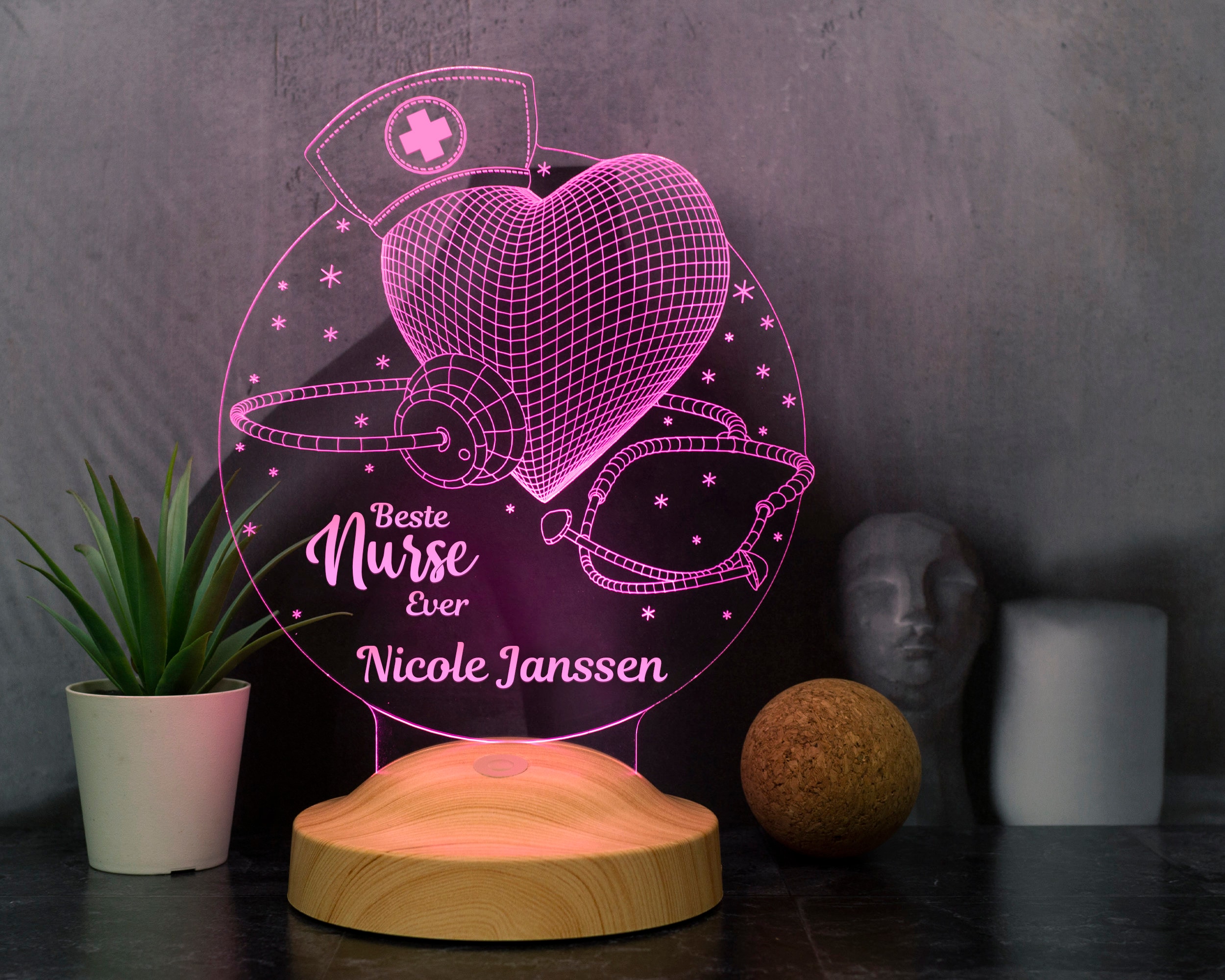 Unique Gift for Nurse, Best Nurse as a 3D Lamp, Thank You Gift for Nurse, Personalized Gift, Perfect for Clinic Office, Graduation Gifts