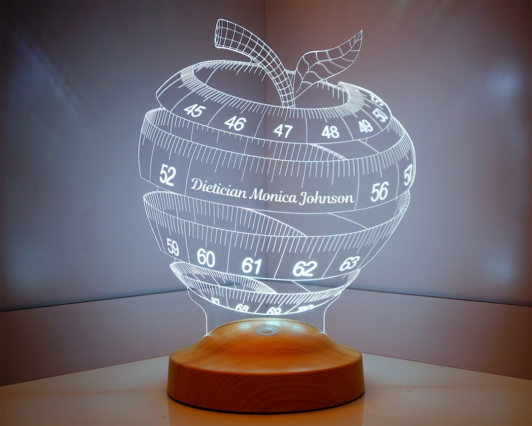 Personalized 3D Apple LED Lamp for Nutritionist, Gift for Dietitian