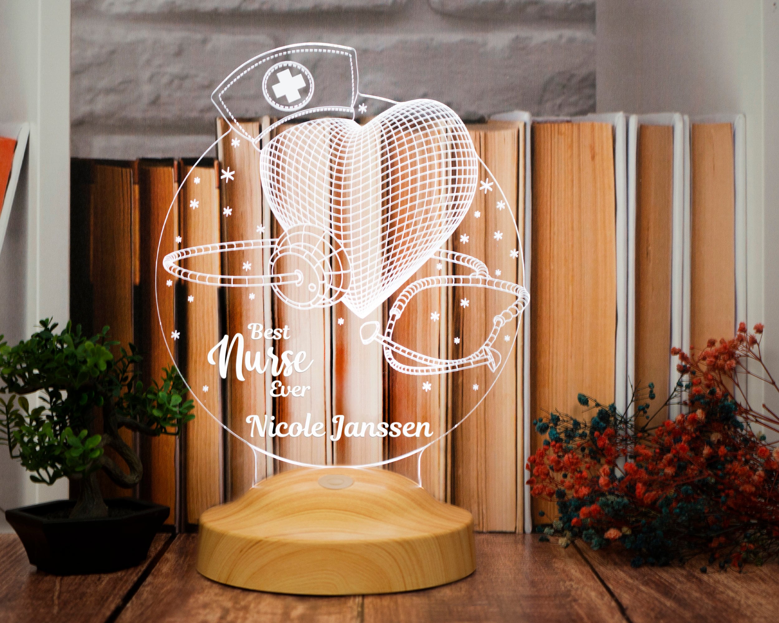 Unique Gift for Nurse, Best Nurse as a 3D Lamp, Thank You Gift for Nurse, Personalized Gift, Perfect for Clinic Office, Graduation Gifts