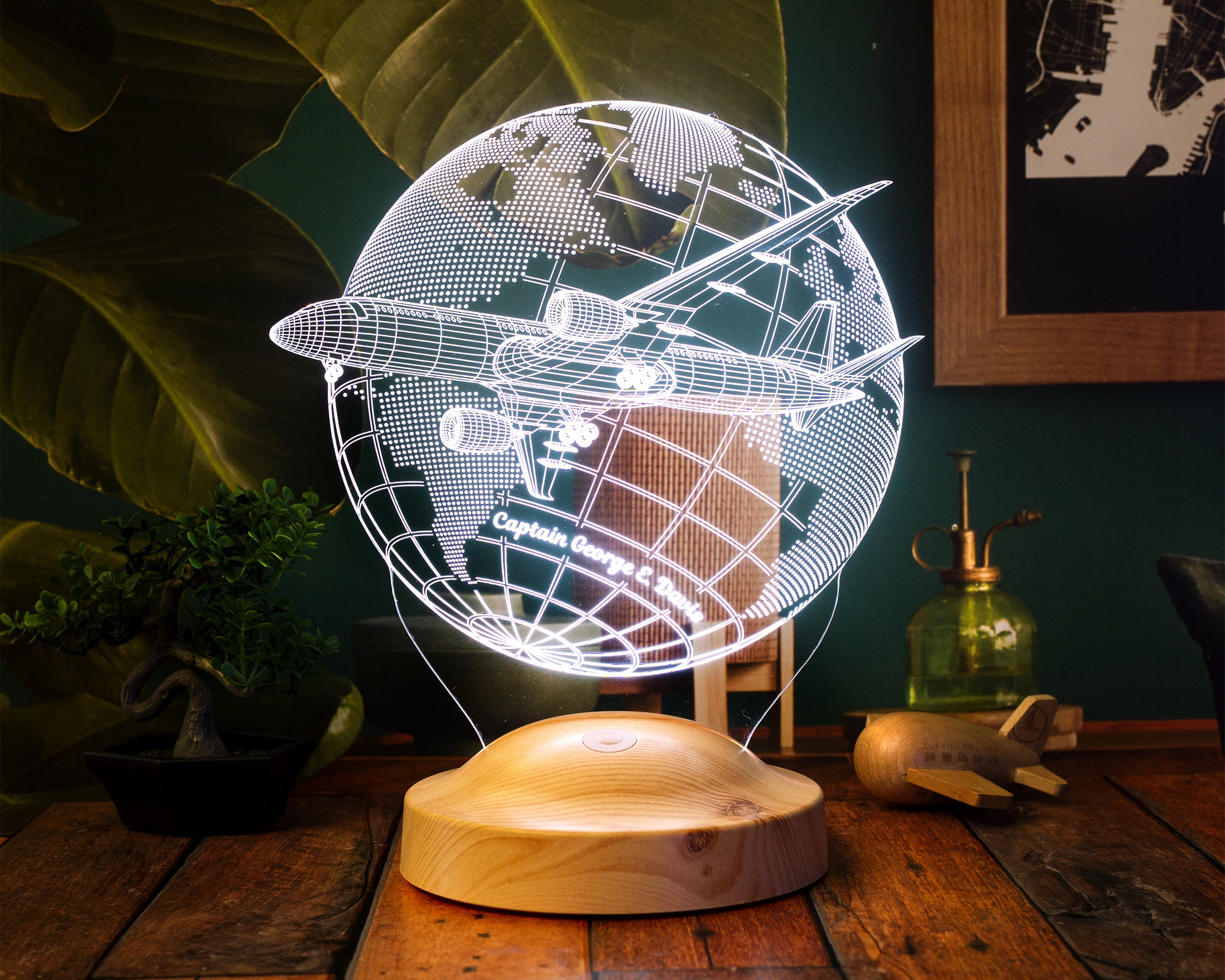 Adventure Gift 3D Airplane, Travel Plane, 3D Custom Globe Lamp, Gifts for Travelers, for Pilots, for Airplane Lovers, Decor, Aviation Gifts