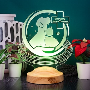 Veterinarian Personalized 3D Lamp, Veterinarian Gift Thank You, Vet Graduation Gift, Veterinary Technician, Ped Nurse, Gift for Dog Lovers