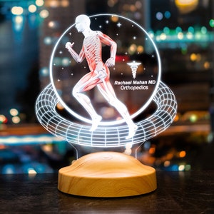 Orthopedics Doctor Personalized Led Lamp,Orthopedics Surgeon Gift, Medical Student Graduation Gift, Human Anatomy Led Lamp, Muscle Skeleton