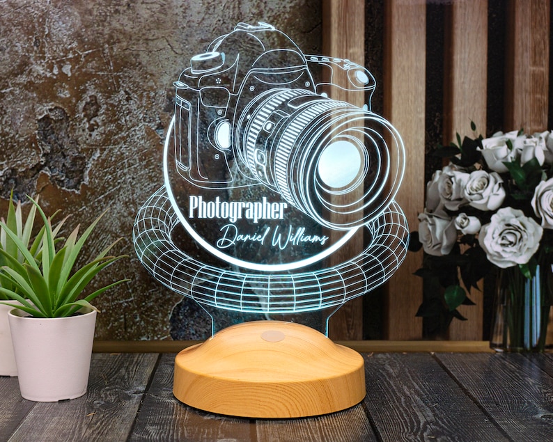 Photo Camera Acrylic Led Lamp as Photographer Gift, 3D Illusion Lamp Light for Photography Lovers & Artists, Perfect for Photography Studio image 6