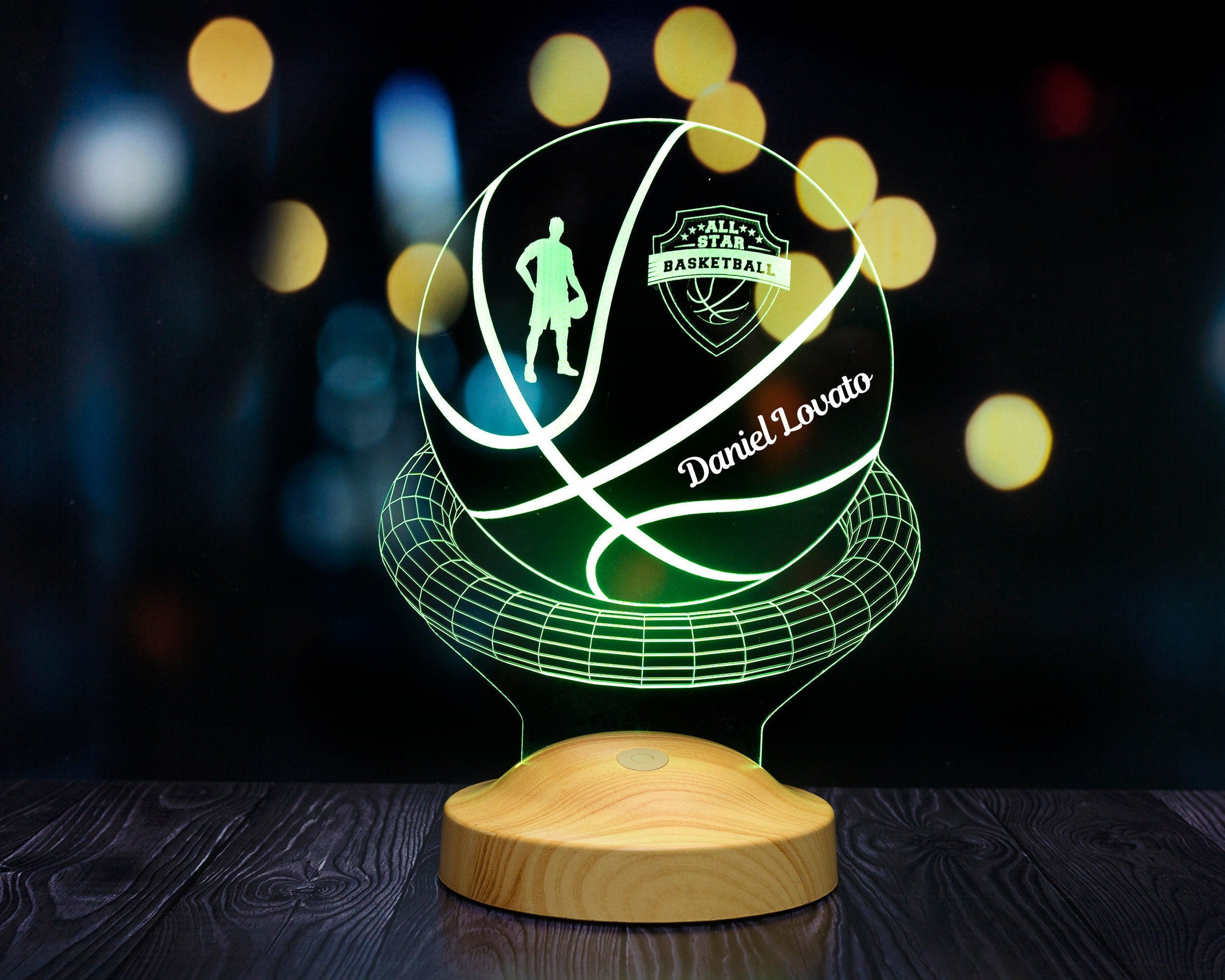Basketball Personalized 3D Lamp, Custom Basketball with Name, Personalized Night Light, Desk Lamp for Basketball Player, Basketball Trophy