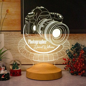 Photo Camera Acrylic Led Lamp as Photographer Gift, 3D Illusion Lamp Light for Photography Lovers & Artists, Perfect for Photography Studio image 3