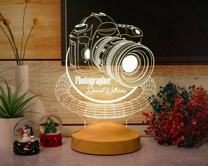 Photo Camera Acrylic Led Lamp as Photographer Gift, 3D Illusion Lamp Light for Photography Lovers & Artists, Perfect for Photography Studio image 3