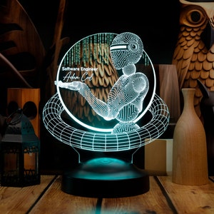 Software Engineer 3D Led Lamp, Artificial Intelligence, Programmer Gift, Gift For Coder, Custom Software Developer Gift, Techie Gift SW MODEL