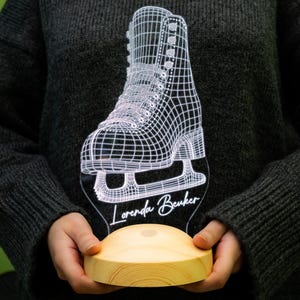 Ice Skating Personalized 3D Led Lamp, Ice Skater Gift, Figure Skating Gift, Ice Skating Coach Gift, Custom Sports Lamp, Unique Skater Gift