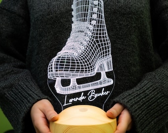Ice Skating Personalized 3D Led Lamp, Ice Skater Gift, Figure Skating Gift, Ice Skating Coach Gift, Custom Sports Lamp, Unique Skater Gift