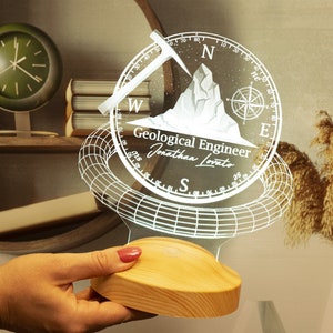 Geologist Gift Personalized 3D Lamp, Gift for Geological Engineer ...