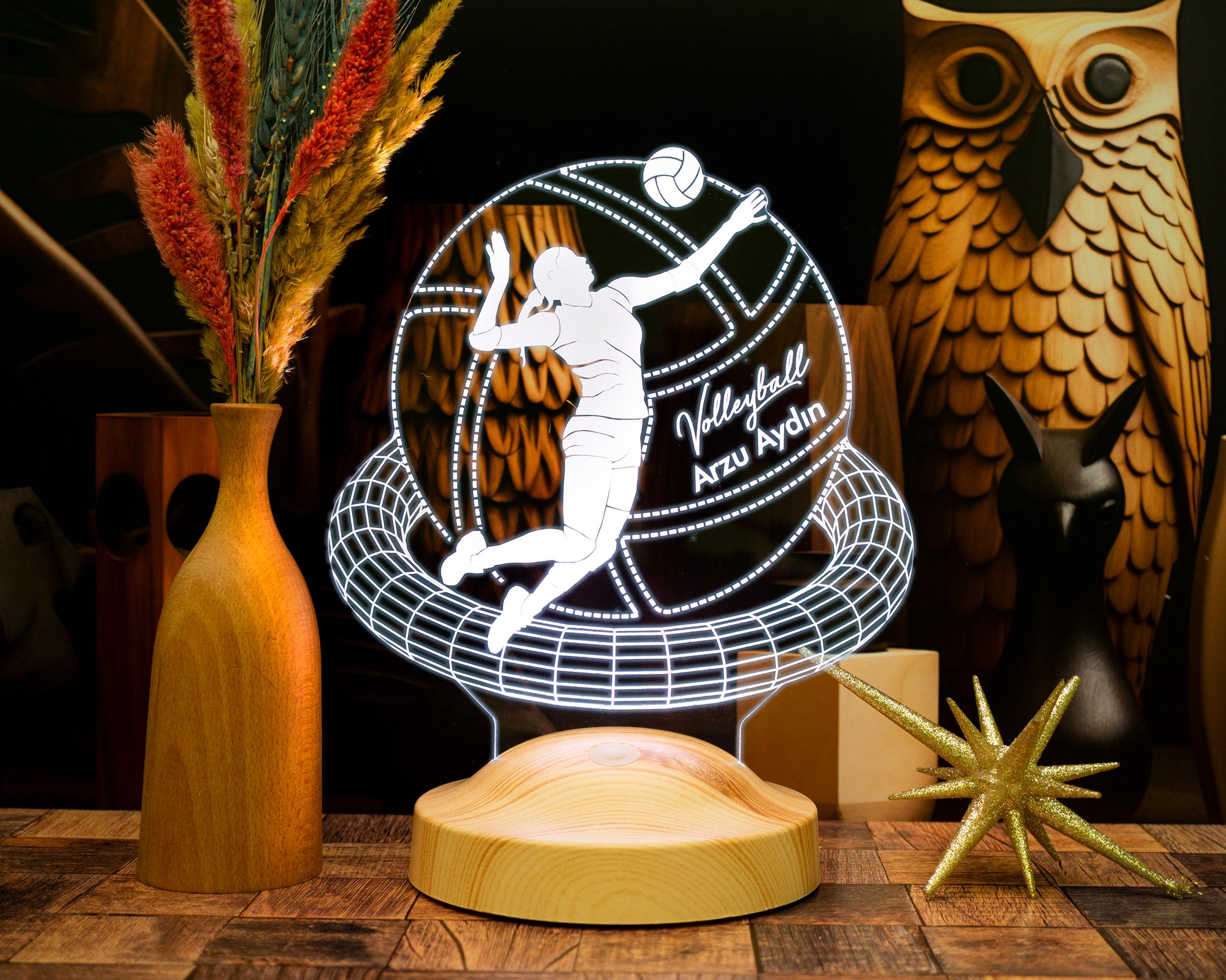 Volleyball Personalized 3D Lamp, Custom Volleyball with Name, Personalized Night Light, Desk Lamp for Volleyball Player, Volleyball Trophy