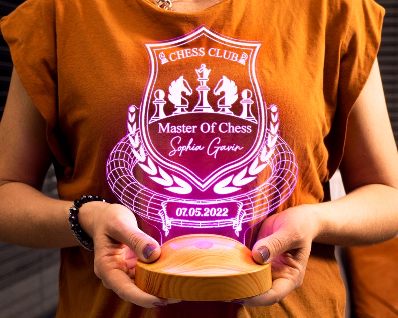 Custom Chess Gift 3D Lamp, Personalized Chess Gift for Him, Chess Lamp ...